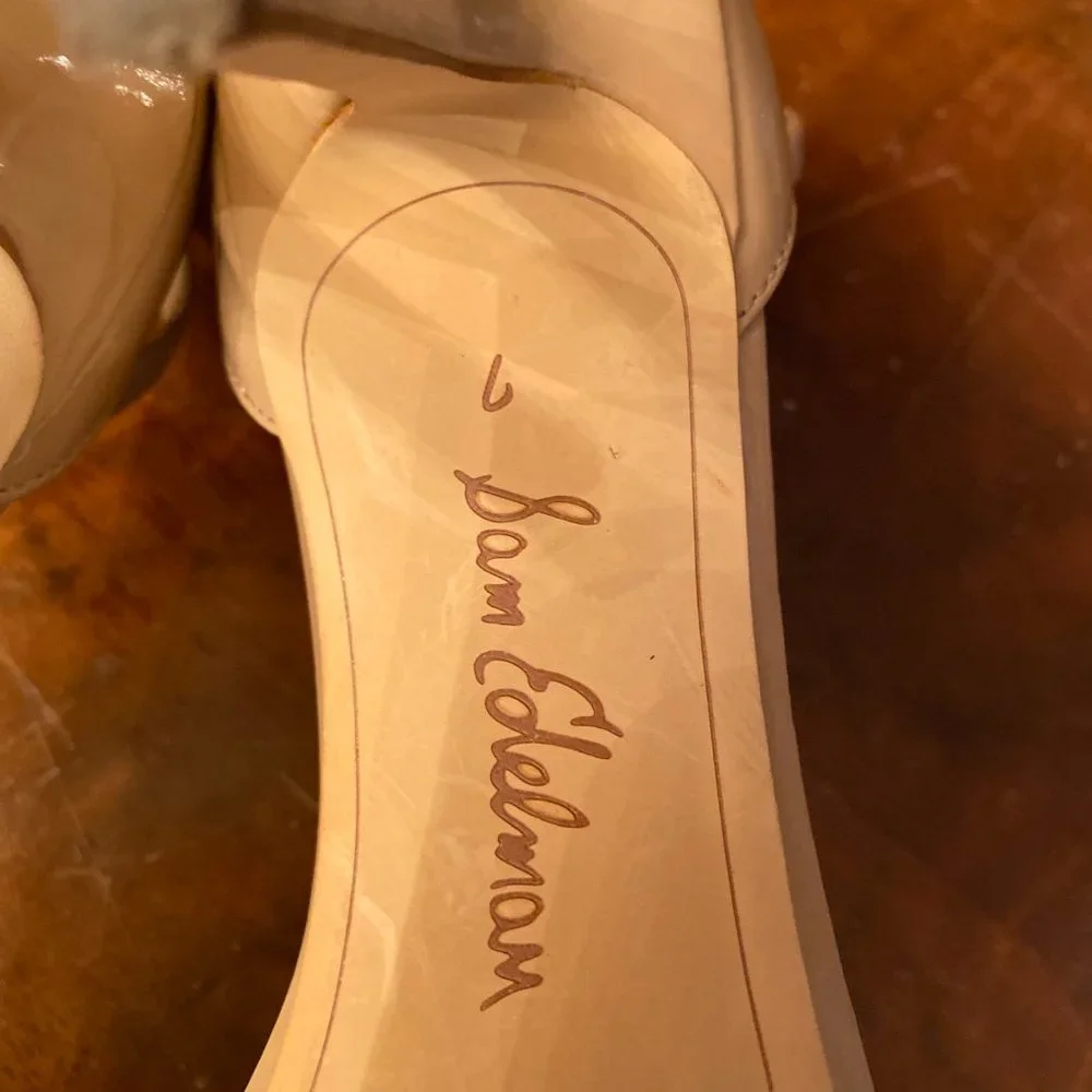 Sam Edelman Beige Patent Leather Strappy Heels size 7 - Picture 6 of 7